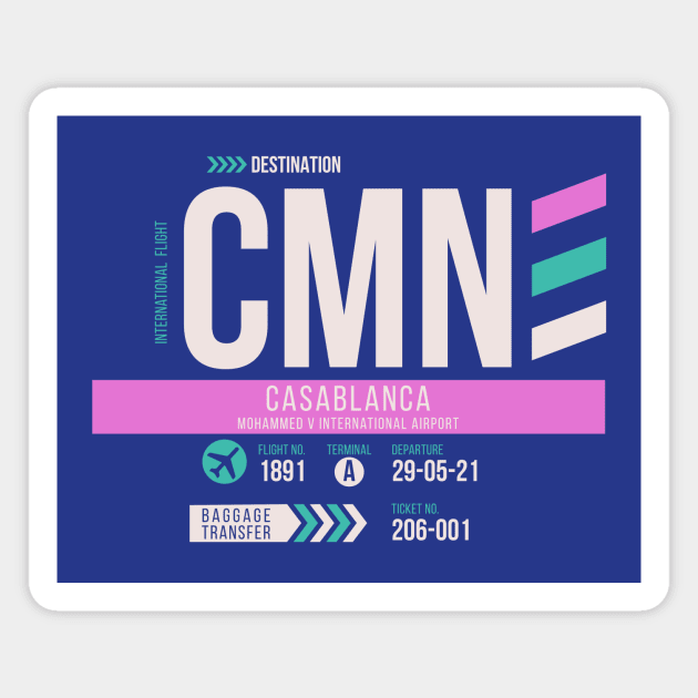 Casablanca (CMN) Airport Code Baggage Tag Magnet by SLAG_Creative